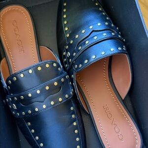 SOLD. SOLD. SOLD. -end designer Black Loafers with Gold Studs. Size 9B.